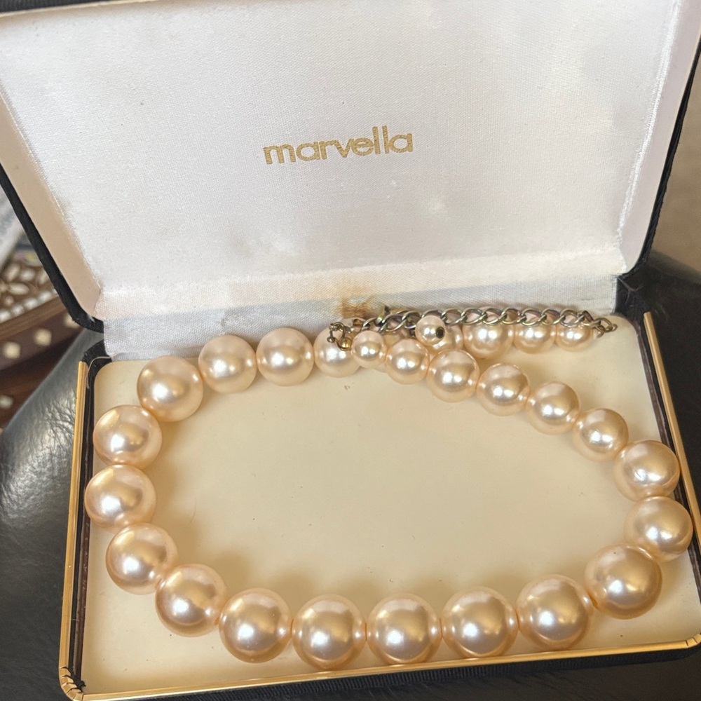 MARELLA Champagne Pearl Necklace - Classic Pearl Strand